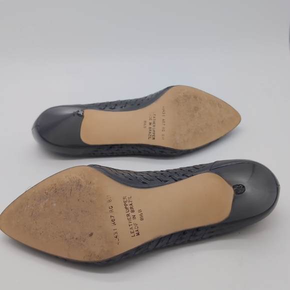 Vintage Cheryl Tiegs Sz 8.5 Black Leather Cut work Women's Heels - Picture 7 of 8